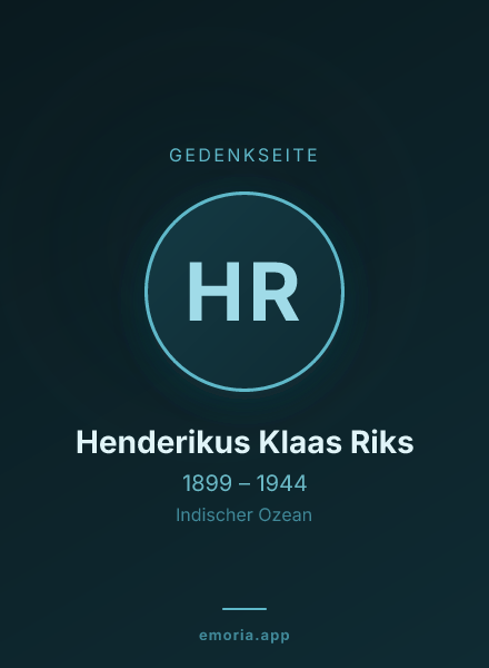 Gedenkportrait von Henderikus Klaas Riks