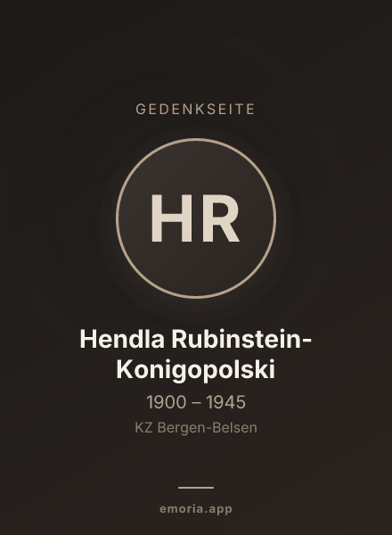 Gedenkportrait von Hendla Rubinstein-Konigopolski