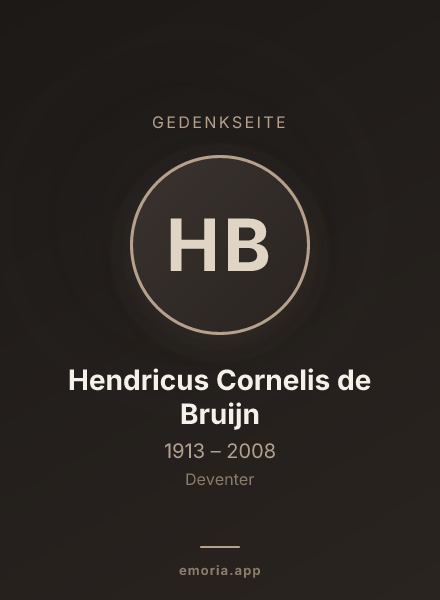 Gedenkportrait von Hendricus Cornelis de Bruijn