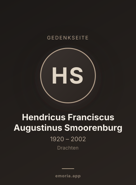 Gedenkportrait von Hendricus Franciscus Augustinus Smoorenburg