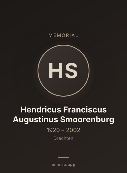 Memorial portrait of Hendricus Franciscus Augustinus Smoorenburg