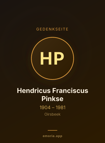 Gedenkportrait von Hendricus Franciscus Pinkse