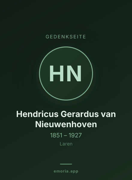 Gedenkportrait von Hendricus Gerardus van Nieuwenhoven