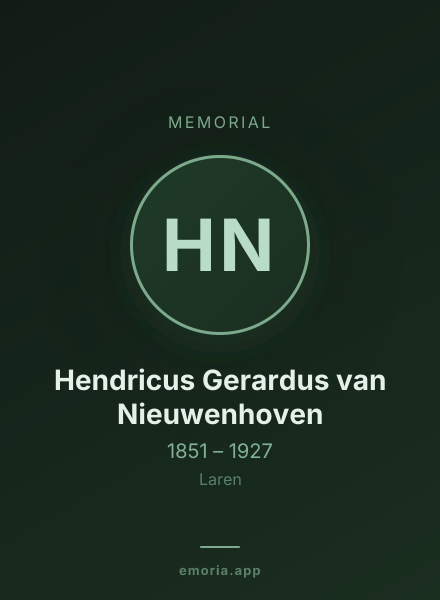 Memorial portrait of Hendricus Gerardus van Nieuwenhoven