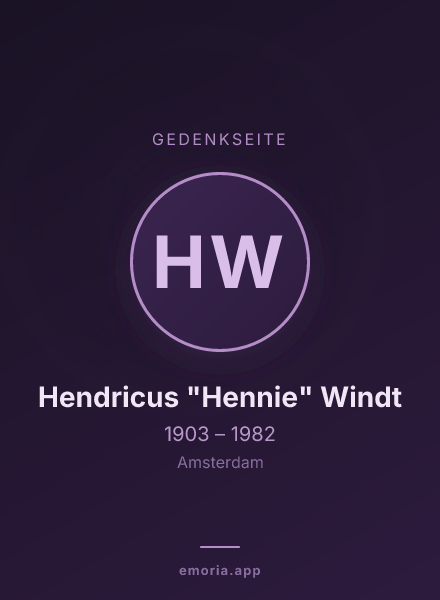 Gedenkportrait von Hendricus "Hennie" Windt