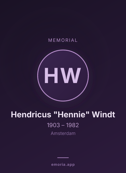 Memorial portrait of Hendricus "Hennie" Windt