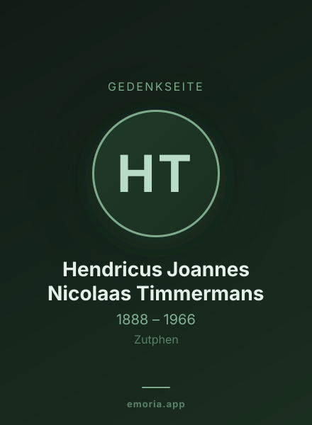 Gedenkportrait von Hendricus Joannes Nicolaas Timmermans