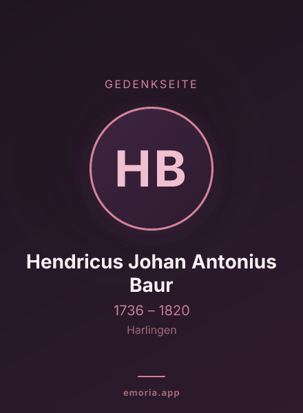Gedenkportrait von Hendricus Johan Antonius Baur