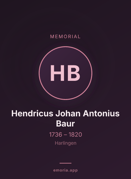 Memorial portrait of Hendricus Johan Antonius Baur
