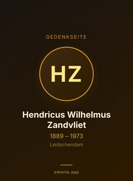 Gedenkportrait von Hendricus Wilhelmus Zandvliet