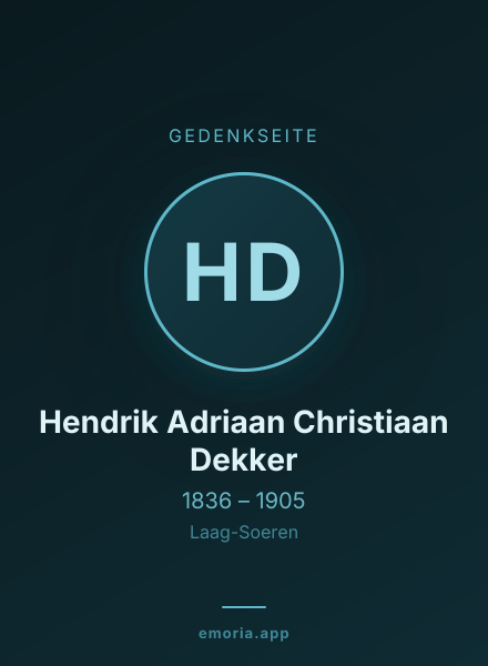 Gedenkportrait von Hendrik Adriaan Christiaan Dekker