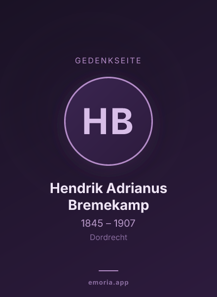 Gedenkportrait von Hendrik Adrianus Bremekamp