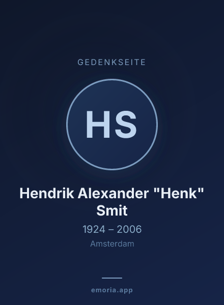 Gedenkportrait von Hendrik Alexander "Henk" Smit