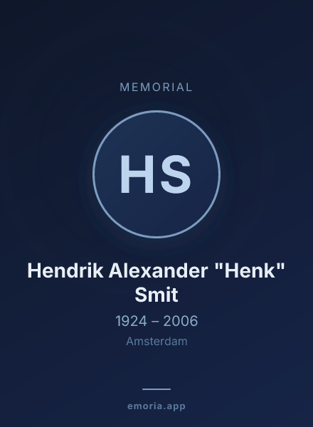 Memorial portrait of Hendrik Alexander "Henk" Smit