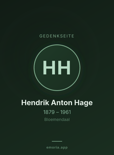 Gedenkportrait von Hendrik Anton Hage