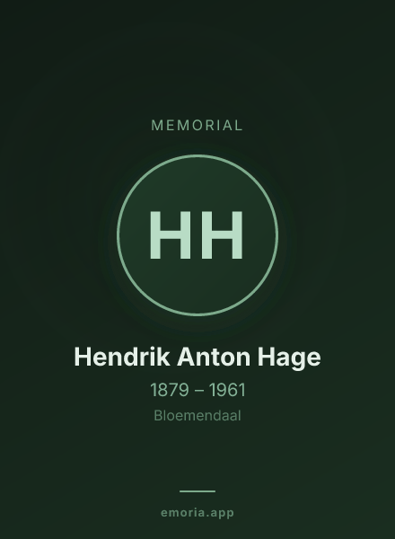 Memorial portrait of Hendrik Anton Hage