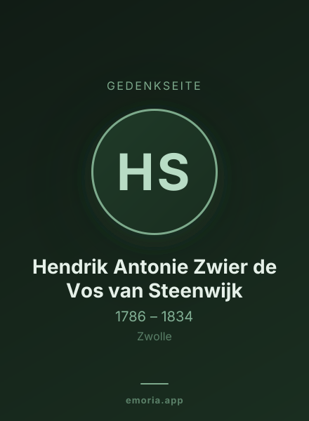 Gedenkportrait von Hendrik Antonie Zwier de Vos van Steenwijk