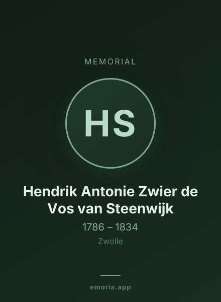 Memorial portrait of Hendrik Antonie Zwier de Vos van Steenwijk
