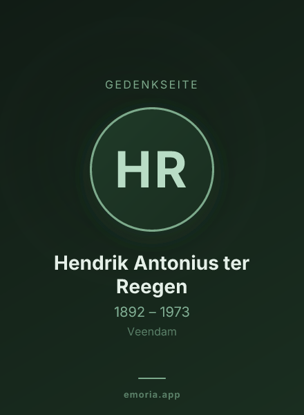 Gedenkportrait von Hendrik Antonius ter Reegen