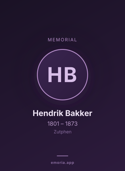 Memorial portrait of Hendrik Bakker