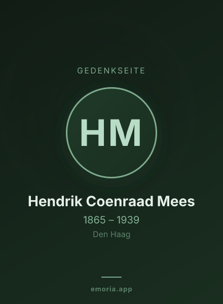 Gedenkportrait von Hendrik Coenraad Mees