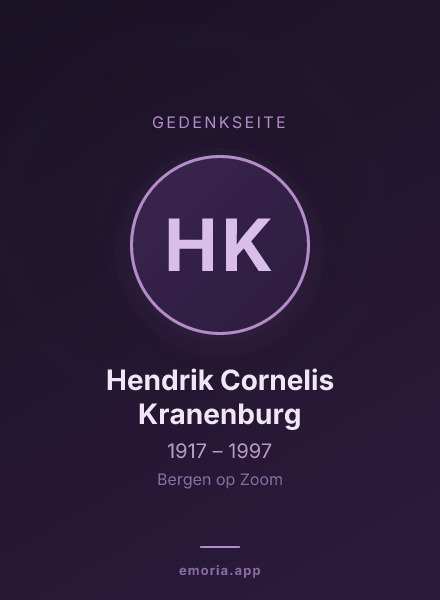 Gedenkportrait von Hendrik Cornelis Kranenburg