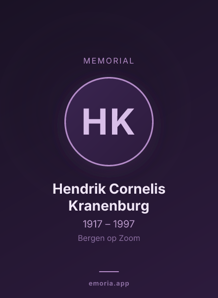 Memorial portrait of Hendrik Cornelis Kranenburg