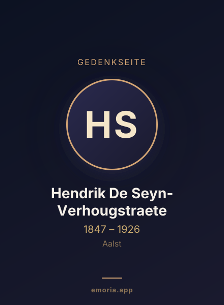 Gedenkportrait von Hendrik De Seyn-Verhougstraete