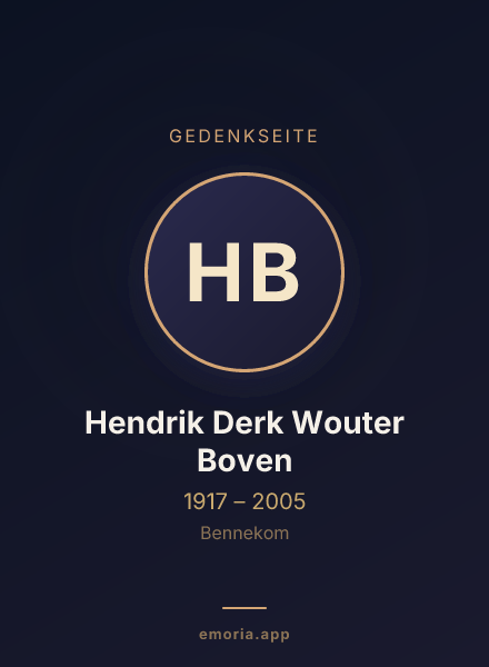 Gedenkportrait von Hendrik Derk Wouter Boven