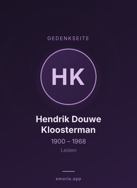 Gedenkportrait von Hendrik Douwe Kloosterman