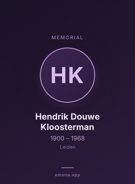 Memorial portrait of Hendrik Douwe Kloosterman