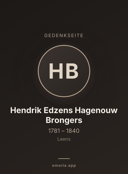 Gedenkportrait von Hendrik Edzens Hagenouw Brongers