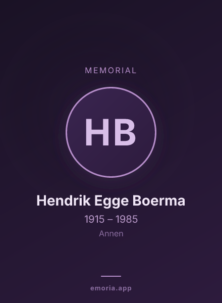 Memorial portrait of Hendrik Egge Boerma
