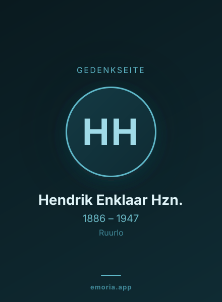 Gedenkportrait von Hendrik Enklaar Hzn.