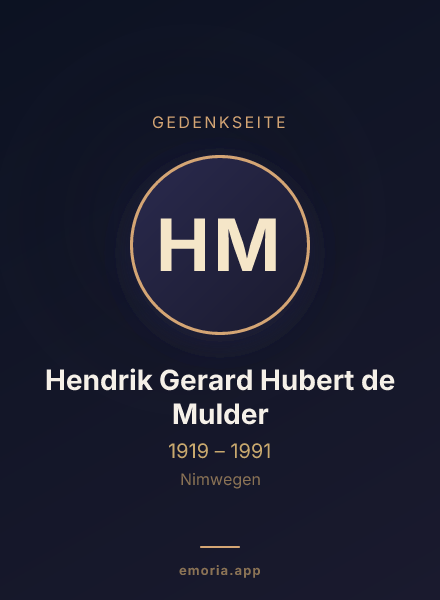 Gedenkportrait von Hendrik Gerard Hubert de Mulder