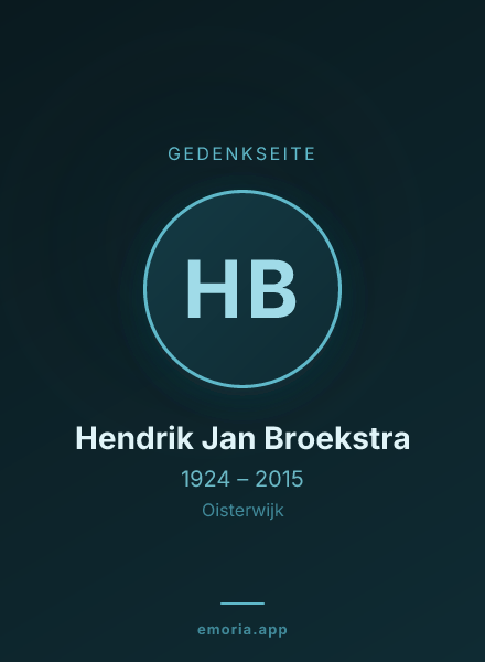 Gedenkportrait von Hendrik Jan Broekstra