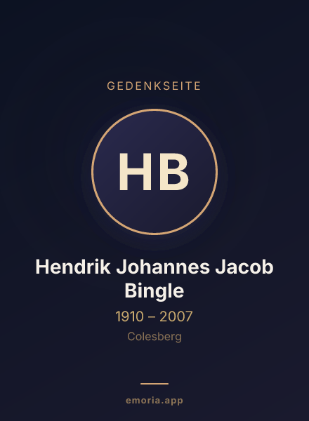 Gedenkportrait von Hendrik Johannes Jacob Bingle