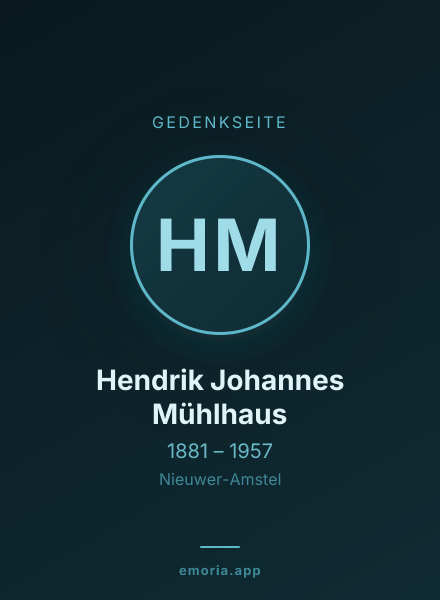 Gedenkportrait von Hendrik Johannes Mühlhaus