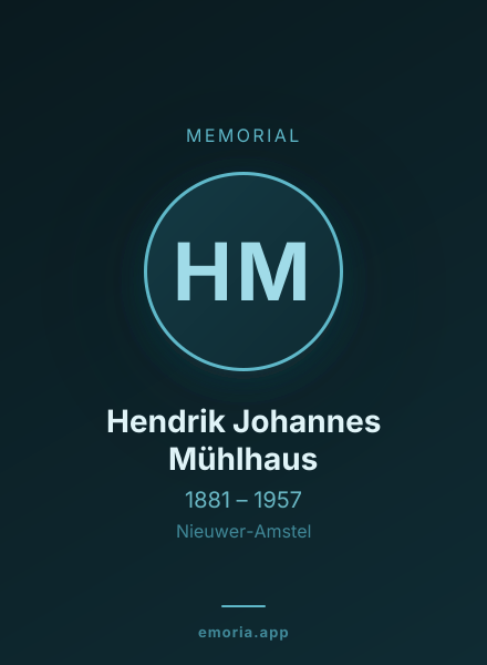 Memorial portrait of Hendrik Johannes Mühlhaus