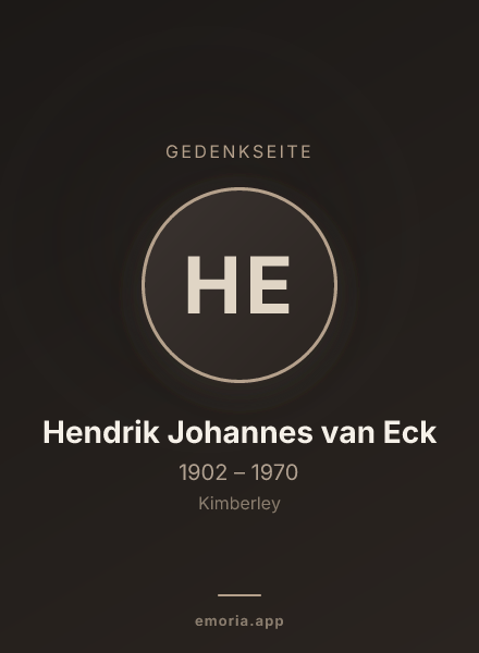 Gedenkportrait von Hendrik Johannes van Eck