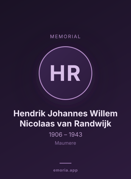 Memorial portrait of Hendrik Johannes Willem Nicolaas van Randwijk