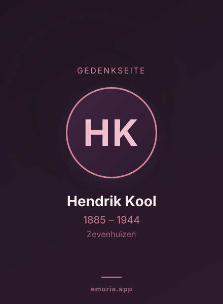 Gedenkportrait von Hendrik Kool