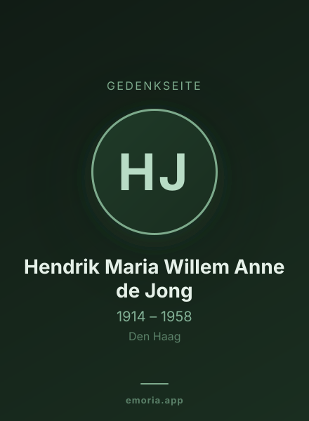 Gedenkportrait von Hendrik Maria Willem Anne de Jong