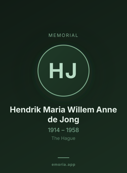 Memorial portrait of Hendrik Maria Willem Anne de Jong