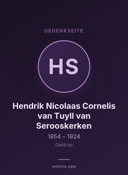 Gedenkportrait von Hendrik Nicolaas Cornelis van Tuyll van Serooskerken