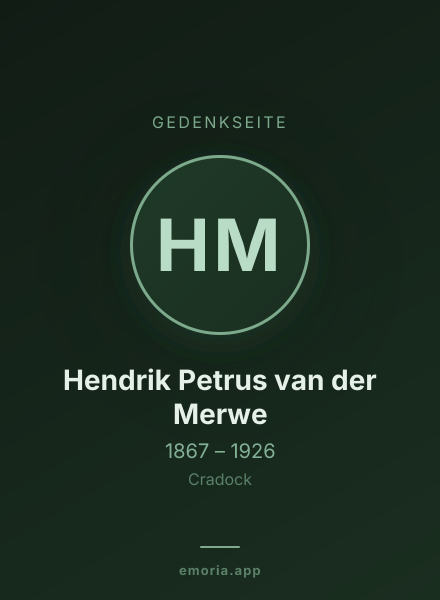 Gedenkportrait von Hendrik Petrus van der Merwe
