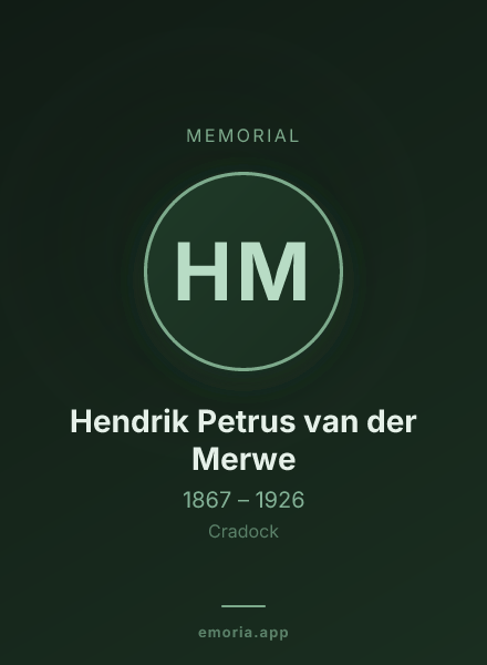 Memorial portrait of Hendrik Petrus van der Merwe