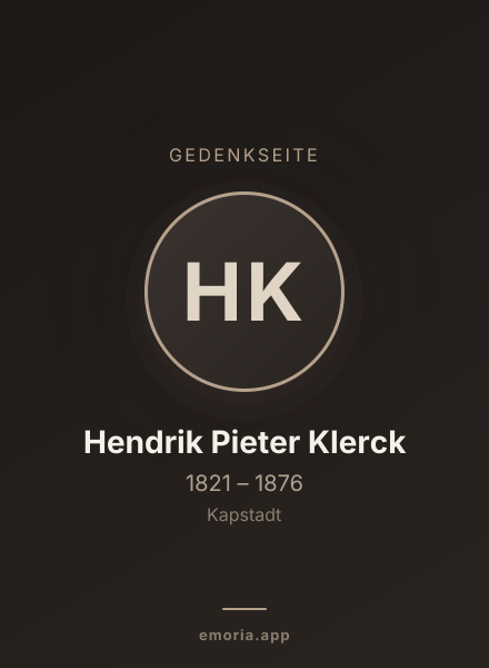 Gedenkportrait von Hendrik Pieter Klerck