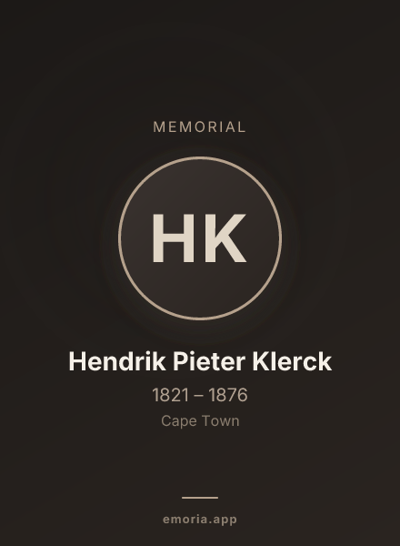 Memorial portrait of Hendrik Pieter Klerck
