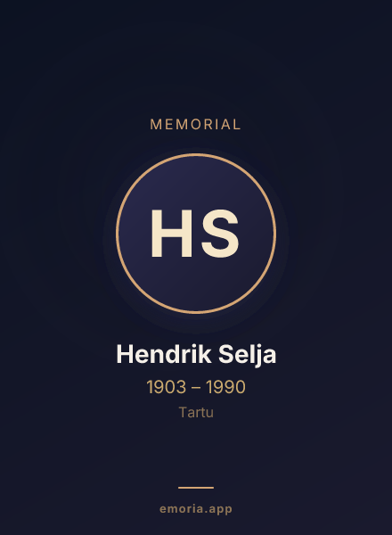 Memorial portrait of Hendrik Selja
